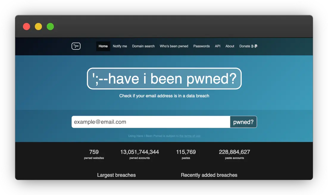 haveibeenpwned.com&nbsp;website